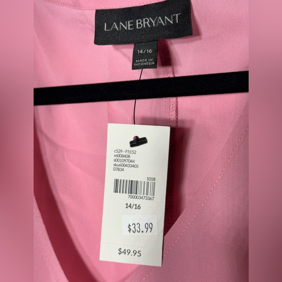 Lane Bryant Blouse sz 14/16 pink with lace bell sleeves - Picture 4 of 6